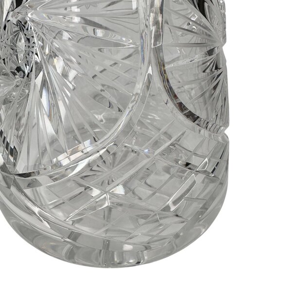 Decanter Crystal Cut Glass European MCM Starburst Diamond Pattern W/ Stopper 13" - Picture 7 of 16